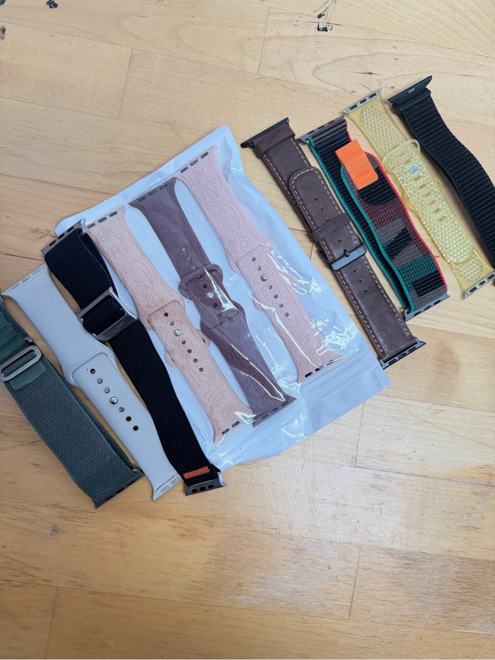 Assorted Men's Watch Straps - Black, Pink, Brown, Green, Yellow